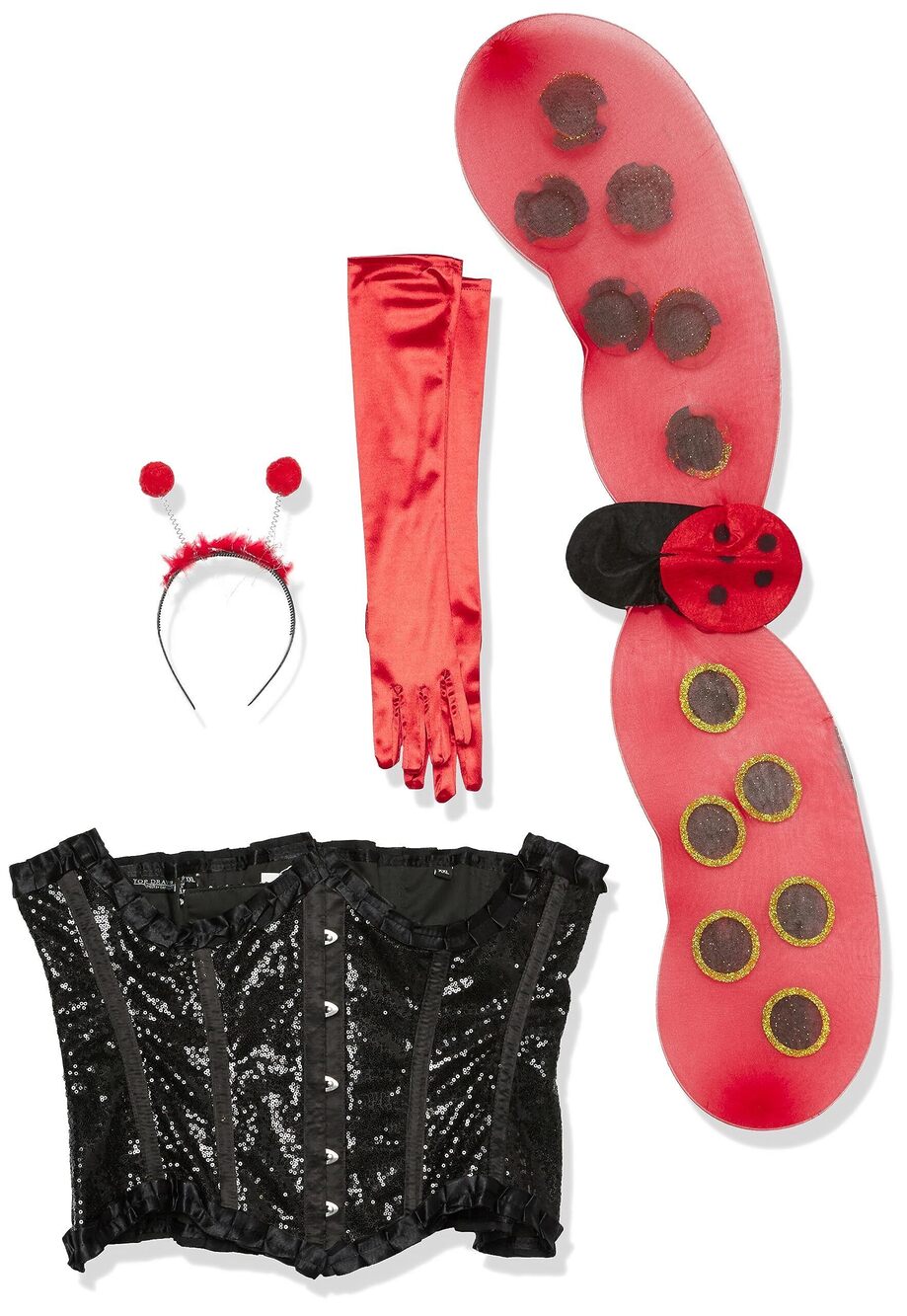 6966 Top Drawer 4 PC Pin-Up Ladybug Corset Costume XLarge